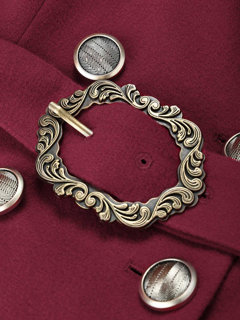 [Prévente] Manteau croisé ceinturé rouge vin années 1930