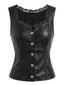 Gilet noir ajusté similicuir PU empiècements dentelle années 40
