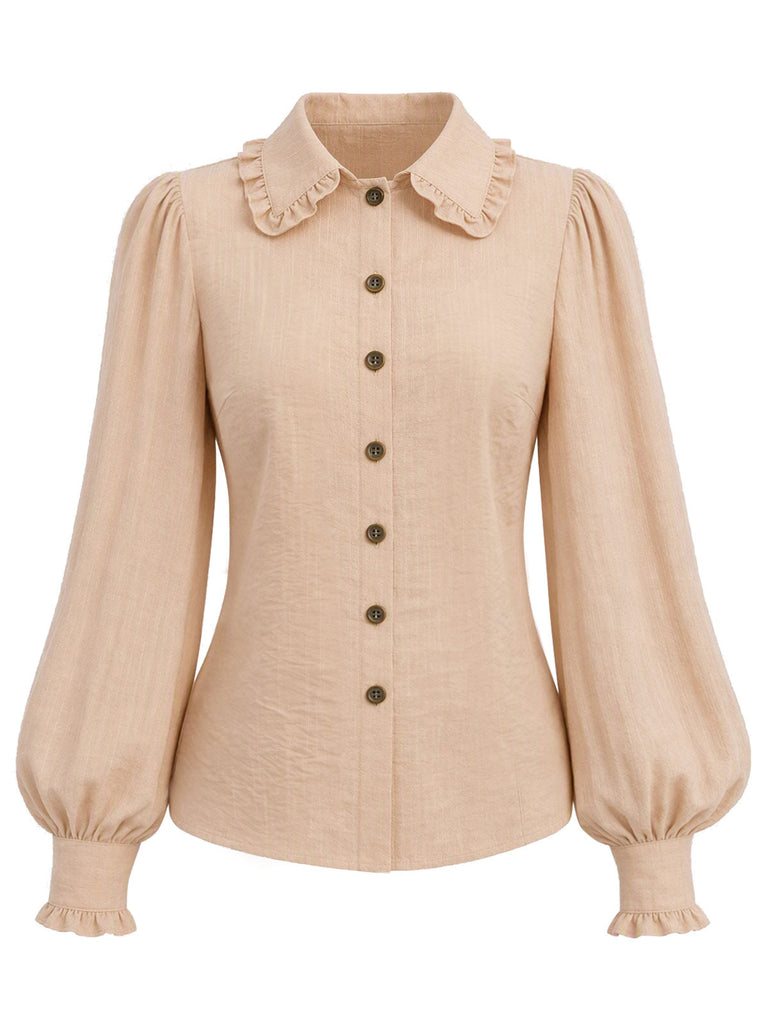 [Prévente] Ensemble deux pièces, blouse à manches ballon et pantalon à bretelles galonné années 1970 - 6