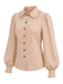 [Prévente] Blouse beige à col volanté, manches ballon et boutons années 1970 - 3