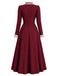 [Prévente] Robe manteau bordeaux à col à volants et boutons Années 1950 - 3