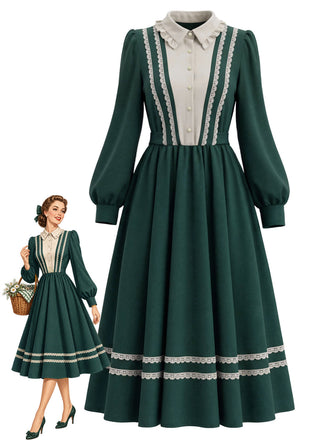 [Prévente] Robe en dentelle à volants, col poupée et manches longues Années 1970 - 8