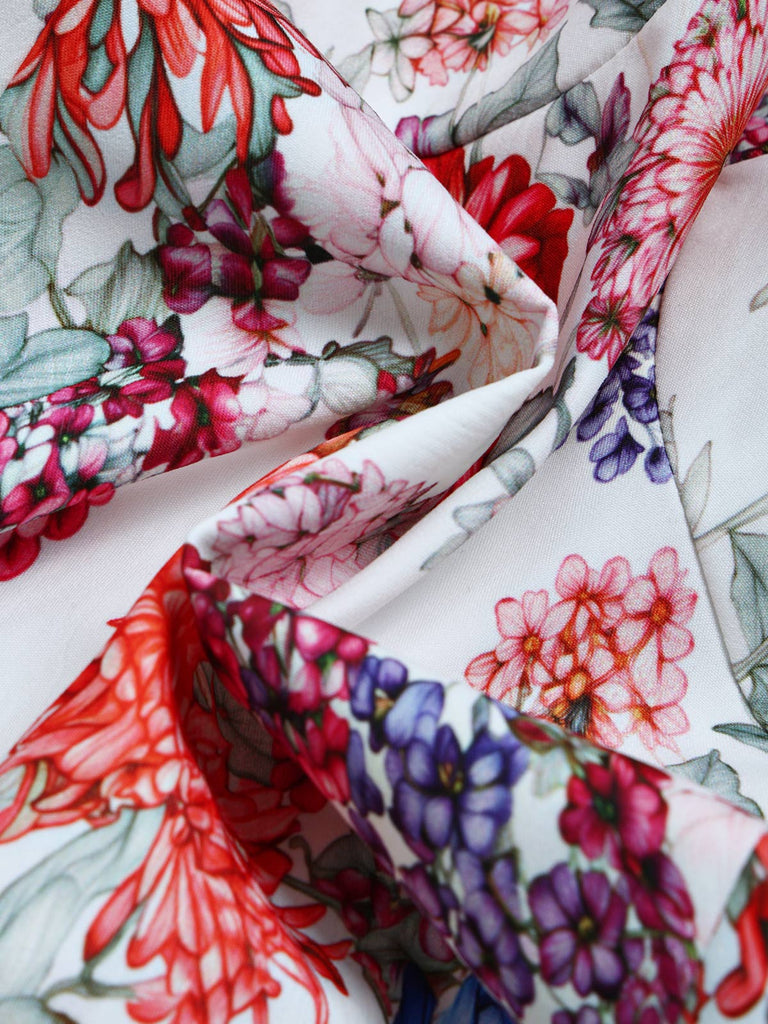 [Prévente] Ensemble corset à imprimé fleurs et robe blanche à nœud Années 1950 - 8