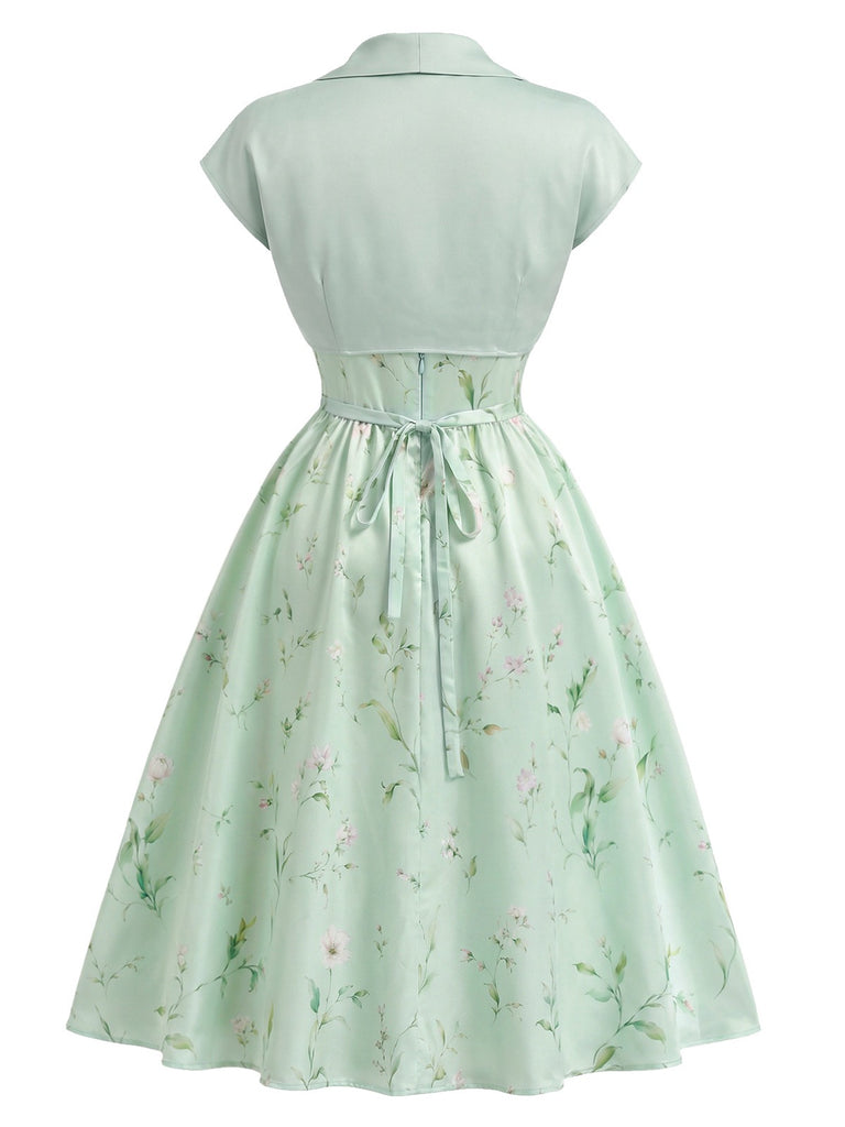 [Prévente] 2PCS Robe florale satin chérie veste boléro années 1940