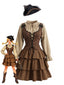 Ensemble de costume médiéval ou pirate corset et jupe volants superposés années 80