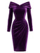 [Prévente] Robe moulante violette en velours à épaules dénudées Années 1960 - 2