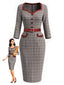 [Prévente] Robe crayon noire & blanche à pied-de-poule et ceinture Années 1960