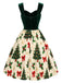 [Prévente] Robe verte en velours à imprimé sapins de Noël Années 1950 - 4
