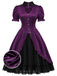 [Prévente] Robe gothique Lolita violet profond en satin à découpe cœur Années 1940 - 1