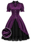 [Prévente] Robe satinée violet foncé Gothic Lolita découpe forme de cœur années 40