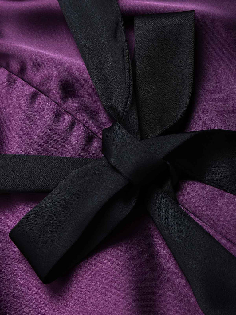[Prévente] Robe gothique Lolita violet profond en satin à découpe cœur Années 1940 - 6