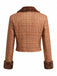 [Prévente] 2PCS Ensemble veste courte marron à carreaux, col cranté et fausse fourrure avec jupe Années 1940 - 7
