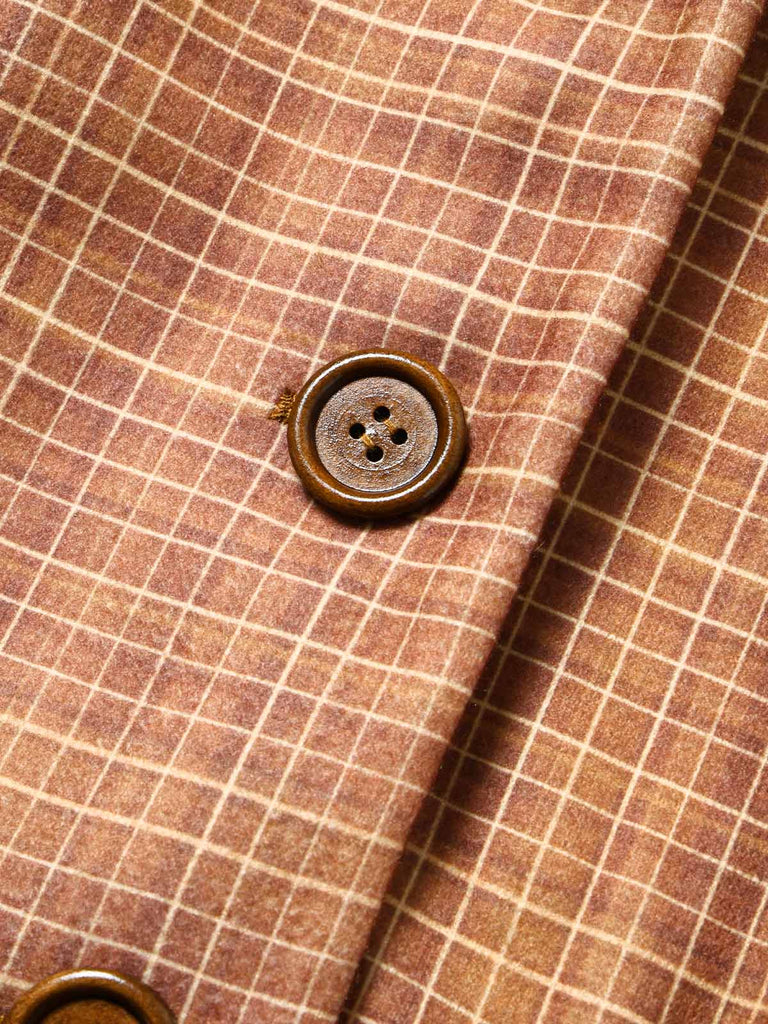 [Prévente] 2PCS Ensemble veste courte marron à carreaux, col cranté et fausse fourrure avec jupe Années 1940 - 9