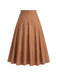 [Prévente] Jupe midi marron à carreaux, taille haute et poches Années 1940 - 4