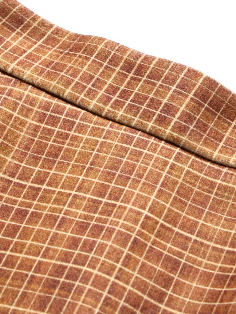 [Prévente] 2PCS Ensemble veste courte marron à carreaux, col cranté et fausse fourrure avec jupe Années 1940 - 15