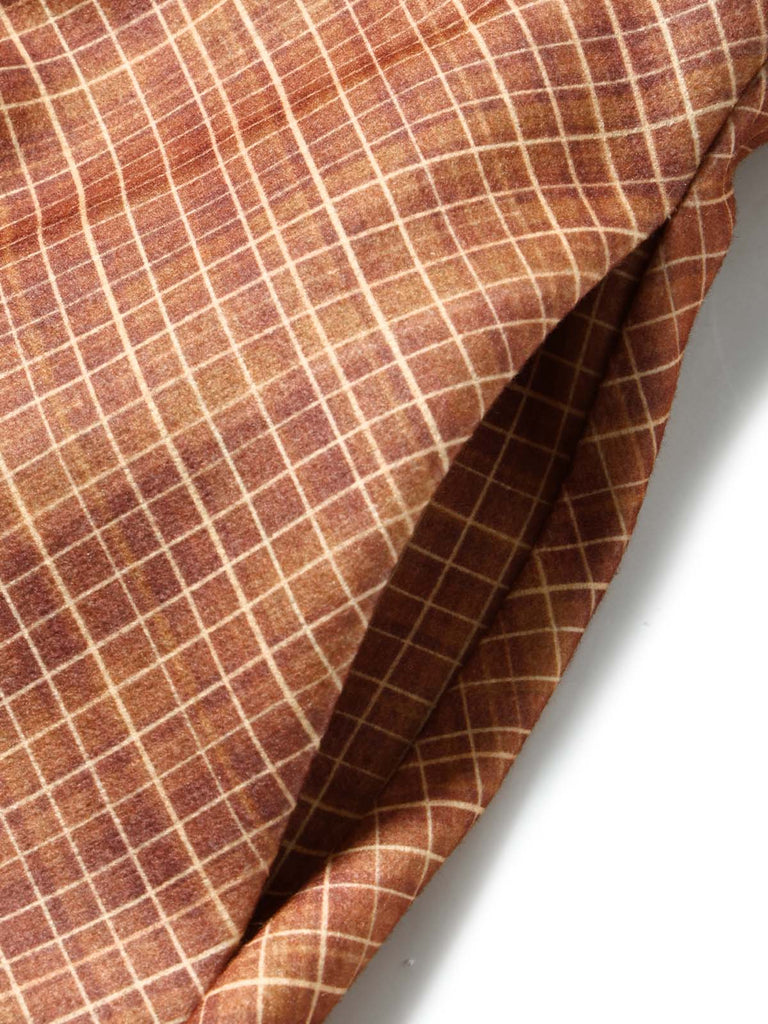 [Prévente] 2PCS Ensemble veste courte marron à carreaux, col cranté et fausse fourrure avec jupe Années 1940 - 14