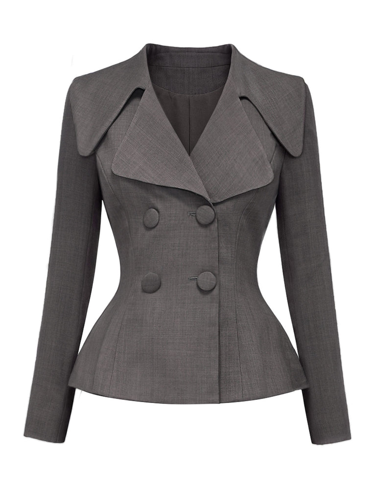 [Prévente] Ensemble 2 pièces gris foncé : top blazer et jupe années 1940