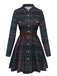 Robe chemise à carreaux, col à revers et ceinture Années 1970 - 1
