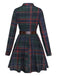 Robe chemise à carreaux, col à revers et ceinture Années 1970 - 2