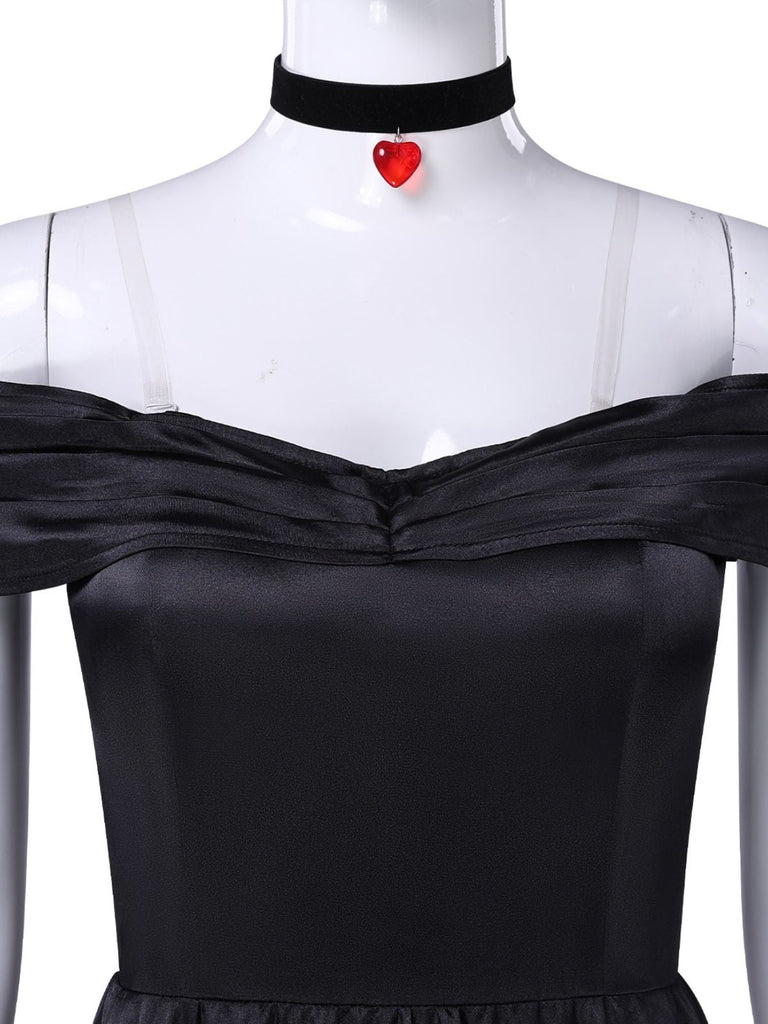 Robe longue noire de reine Joker à épaules dénudées pour Halloween Années 1970 - 4