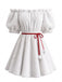 Robe courte blanche en fausse fourrure à épaules dénudées avec serre-tête à bois de renne Années 1960 - 2