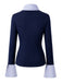 Haut bleu marine à col V et manches évasées style preppy Années 1980 - 2