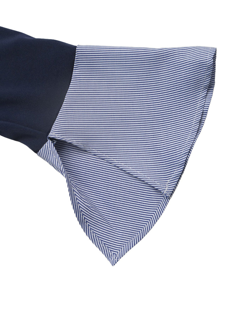Haut bleu marine à col V et manches évasées style preppy Années 1980 - 5