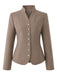 Veste kaki unie à faux col V et boutons Années 1950 - 1