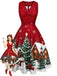 [Prévente] Robe trapèze froncée de Noël à col V Années 1950 - 1