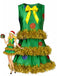 Robe trapèze sans manches verte effet guirlande de Noël années 70