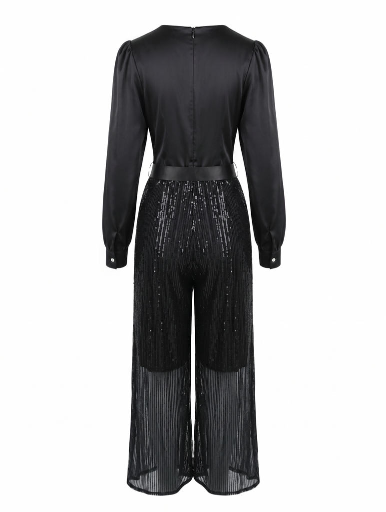 Combinaison à sequins, col V et manches longues Années 1950 - 5