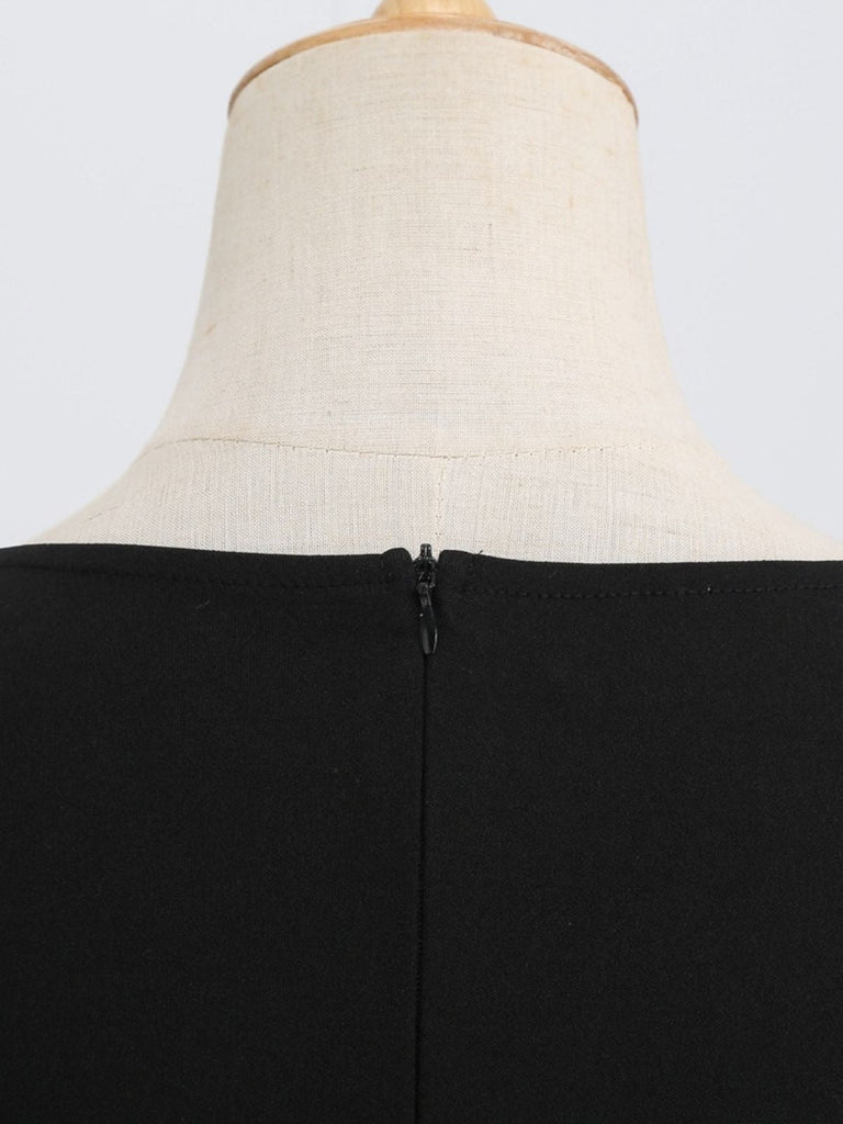 Robe violette d’Halloween à citrouilles, encolure pétale et nœud à la taille Années 1950 - 8
