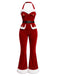 [Prévente] Combinaison évasée rouge en velours style utilitaire de Noël Années 1960 - 3