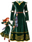 Robe médiévale verte velours brodé ceinture années 1940