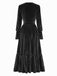 Robe en velours froncé à décolleté V profond et poignets ajustés Années 1970 - 7