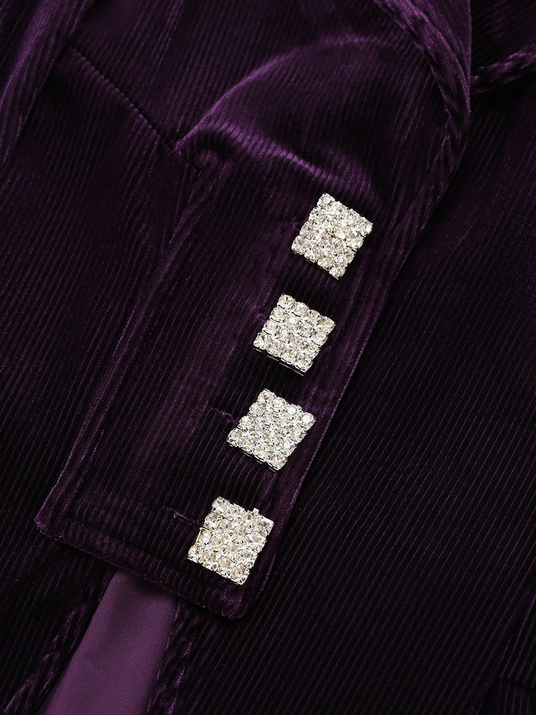 Veste violette en velours côtelé à col cranté Années 1950 - 5