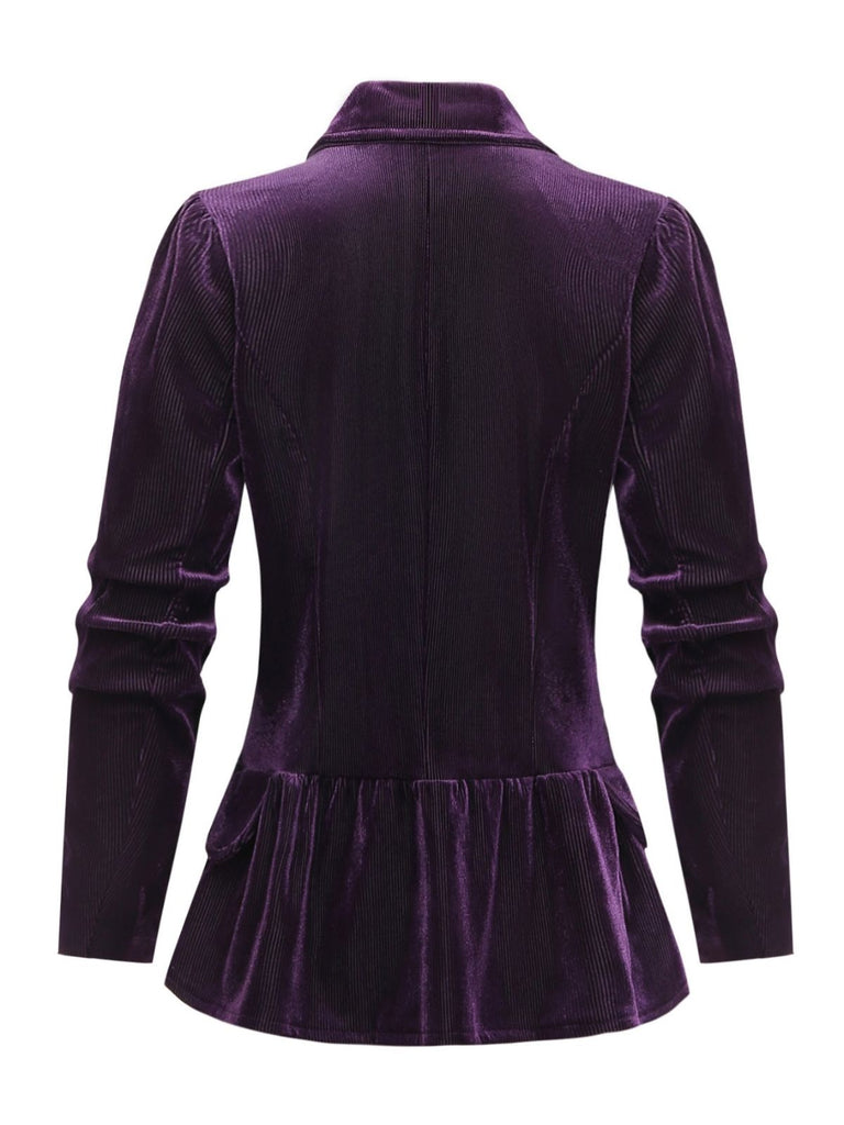 Veste violette en velours côtelé à col cranté Années 1950 - 3