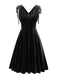 Robe trapèze en velours à col V et bretelles à nouer Années 1960 - 7