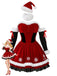 Ensemble robe de Noël rouge en velours à bordure en fourrure, flocons et nœud Années 1950 - 1