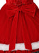 Ensemble robe de Noël rouge en velours à bordure en fourrure, flocons et nœud Années 1950 - 7