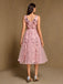 Robe rose en tulle à col V et broderies florales à sequins Années 1950 - 4