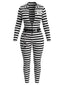 Ensemble de costume prisonnier rayé noir et blanc pour Halloween années 80