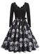 Robe à col rond, manches longues et imprimé Halloween Années 1940 - 3