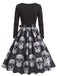 Robe à col rond, manches longues et imprimé Halloween Années 1940 - 4