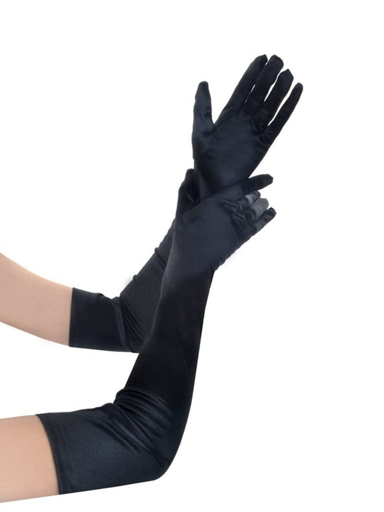 Gants longs vintage en satin uni 3