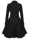 Manteau noir slim à revers couleur unie des années 1950