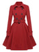 Manteau noir slim à revers couleur unie des années 1950