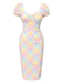 [Prévente] Robe rose pois col carré et manches bouffantes années 1960