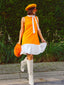 Robe sans manches orange à nœud papillon des années 1960