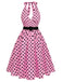 Robe dos nu rouge à pois des années 1950